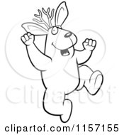 Poster, Art Print Of Black And White Excited Jackalope Jumping