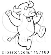 Poster, Art Print Of Black And White Jumping Buffalo