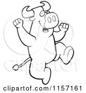 Poster, Art Print Of Black And White Excited Bull Jumping