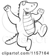 Poster, Art Print Of Black And White Happy Alligator Jumping