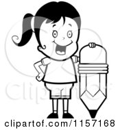Poster, Art Print Of Black And White Girl With A Pencil