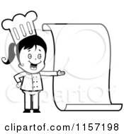 Poster, Art Print Of Black And White Little Chef Girl Presenting A Blank Menu