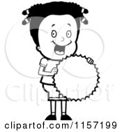 Cartoon Clipart Of A Black And White Girl With A Burst Vector Outlined Coloring Page