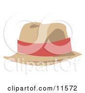 Tan Hat With A Pink Band