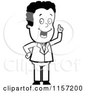 Cartoon Clipart Of A Black And White Smart Businessman Expressing An Idea Vector Outlined Coloring Page