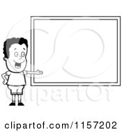 Poster, Art Print Of Black And White School Boy Presenting A Chalk Board
