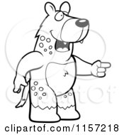 Cartoon Clipart Of A Black And White Hyena Pointing And Laughing At Anothers Expense Vector Outlined Coloring Page