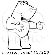 Cartoon Clipart Of A Black And White Mole Laughing And Pointing Vector Outlined Coloring Page