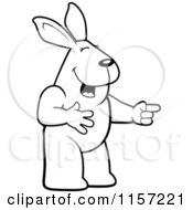 Cartoon Clipart Of A Black And White Rabbit Laughing And Pointing Vector Outlined Coloring Page