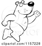 Cartoon Clipart Of A Black And White Bear Taking A Leap Vector Outlined Coloring Page
