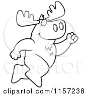 Poster, Art Print Of Black And White Happy Leaping Moose