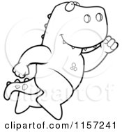 Poster, Art Print Of Black And White Happy T Rex Leaping