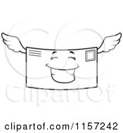Poster, Art Print Of Black And White Happy Smiling Winged Letter