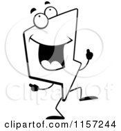 Cartoon Clipart Of A Black And White Happy Lightning Character Dancing Vector Outlined Coloring Page