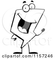 Poster, Art Print Of Black And White Happy Lightning Character Waving