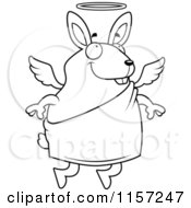 Poster, Art Print Of Black And White Flying Angel Rabbit With A Halo