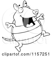 Poster, Art Print Of Black And White Happy Armadillo Jumping