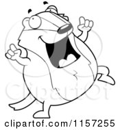 Cartoon Clipart Of A Black And White Pudgy Badger Dancing Vector Outlined Coloring Page