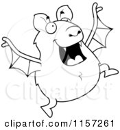 Poster, Art Print Of Black And White Chubby Bat Jumping