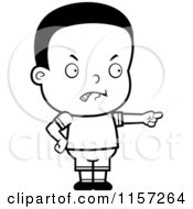 Cartoon Clipart Of A Black And White Cute Little Black Boy Pointing The Blame Vector Outlined Coloring Page