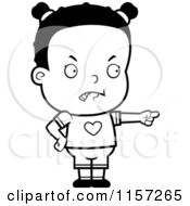Cartoon Clipart Of A Black And White Little Black Girl Pointing The Blame Vector Outlined Coloring Page