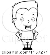 Cartoon Clipart Of A Black And White Toddler Boy Vector Outlined Coloring Page