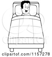 Poster, Art Print Of Black And White Happy Black Boy Tucked Into Bed
