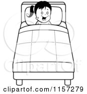 Poster, Art Print Of Black And White Happy Girl Tucked Into Bed