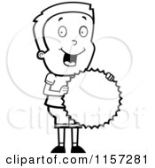 Poster, Art Print Of Black And White Pleased Boy Holding A Burst Seal