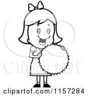 Cartoon Clipart Of A Black And White Happy Girl Proudly Holding Her Medal Vector Outlined Coloring Page by Cory Thoman