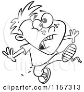 Cartoon Clipart Of A Black And White Boy With Ants In His Clothes Vector Outlined Coloring Page