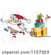 Poster, Art Print Of Santa Pulling Christmas Gifts On A Sled