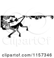 Poster, Art Print Of Retro Vintage Black And White Monkey In A Tree Border