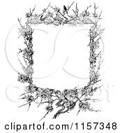 Retro Vintage Black And White Blossom And Twig Border