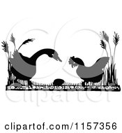 Poster, Art Print Of Silhouetted Goose And Chicken Looking At An Egg