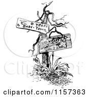 Poster, Art Print Of Retro Vintage Black And White Dead Tree With Signs 2