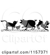 Poster, Art Print Of Silhouetted Cat Chick Pig And Dog