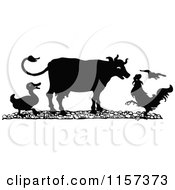 Poster, Art Print Of Silhouetted Duck Cow And Rooster