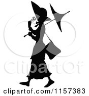 Clipart Of A Silhouetted Woman Strolling With A Flower Royalty Free Vector Illustration