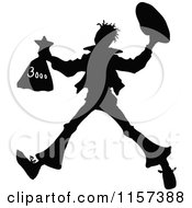 Clipart Of A Silhouetted Man With A Money Bag Royalty Free Vector Illustration