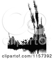 Clipart Of A Silhouetted Group Of Boys On A River Bank Royalty Free Vector Illustration