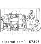 Poster, Art Print Of Retro Vintage Black And White Group Of Children Studying