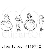 Clipart Of Retro Vintage Black And White Children Bowing Royalty Free Vector Illustration by Prawny Vintage