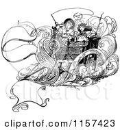 Poster, Art Print Of Retro Vintage Black And White Children On A Carriage