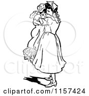 Poster, Art Print Of Retro Vintage Black And White Girl Holding A Cat In A Dress