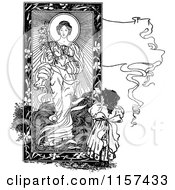 Poster, Art Print Of Retro Vintage Black And White Girl And Saint
