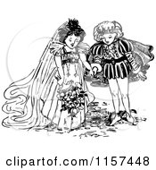 Poster, Art Print Of Retro Vintage Black And White Prince And Princess Getting Married