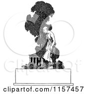 Clipart Of A Retro Vintage Black And White Old Man And Tree Over Copyspace Royalty Free Vector Illustration