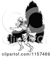 Clipart Of A Retro Vintage Black And White Man Running Royalty Free Vector Illustration