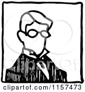 Clipart Of A Retro Vintage Black And White Man With Glasses Royalty Free Vector Illustration by Prawny Vintage